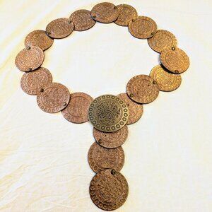 Women's Vintage Leather Boho Disc Belt (Brass, Copper, Bronze)